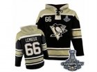 Mens Old Time Hockey Pittsburgh Penguins #66 Mario Lemieux Premier Black Sawyer Hooded Sweatshirt 2017 Stanley Cup Champions