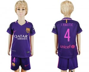 Barcelona #4 I.Rakitic Away Kid Soccer Club Jersey