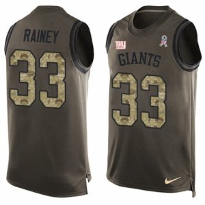 Men\'s Nike New York Giants #33 Bobby Rainey Limited Green Salute to Service Tank Top NFL Jersey