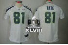 Nike Seattle Seahawks #81 Golden Tate White Super Bowl XLVIII Women NFL Jersey