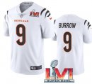 Nike Bengals #9 Joe Burrow White 2022 Super Bowl LVI Vapor Limited Jersey