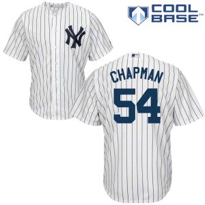 Men\'s Majestic New York Yankees #54 Aroldis Chapman Replica White Home MLB Jersey