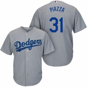 Men\'s Majestic Los Angeles Dodgers #31 Mike Piazza Authentic Grey Road Cool Base MLB Jersey