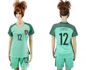 Womens Portugal #12 Lopes Away Soccer Country Jersey