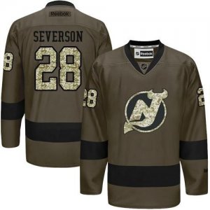 New Jersey Devils #28 Damon Severson Green Salute to Service Stitched NHL Jersey