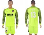 2017-18 Atletico Madrid 13 OBLAK Fluorescent Green Long Sleeve Goalkeeper Soccer Jersey