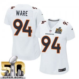 Women Nike Denver Broncos #94 DeMarcus Ware White Super Bowl 50 Stitched NFL Game Event Jersey