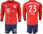 2018-19 Bayern Munich 23 VIDAL Home Long Sleeve Soccer Jersey