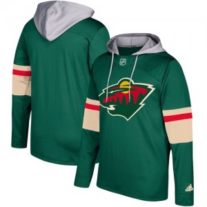 Mens Minnesota Wild Adidas Green Silver Jersey Pullover Hoodie