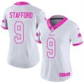Womens Nike Detroit Lions #9 Matthew Stafford White Pink Stitched NFL Limited Rush Fashion Jersey