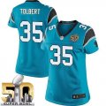 Women Nike Panthers #35 Mike Tolbert Blue Alternate Super Bowl 50 Stitched Jersey