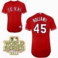 2011 world series mlb Texas Rangers #45 Derek Holland Red