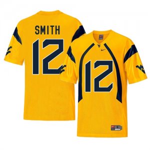 West Virginia Mountaineers #12 Geno Smith Gold College Football Jersey