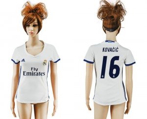 Womens Real Madrid #16 Kovacic Home Soccer Club Jersey