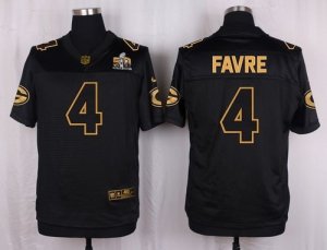 Nike Green Bay Packers #4 Brett Favre Black Pro Line Gold Collection Jersey(Elite)