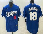Men's Los Angeles Dodgers #18 Yoshinobu Yamamoto Number Blue Stitched Cool Base Nike Jersey
