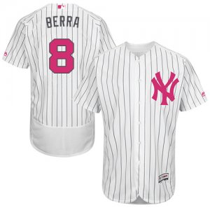 Men\'s Majestic New York Yankees #8 Yogi Berra Authentic White 2016 Mother\'s Day Fashion Flex Base MLB Jersey