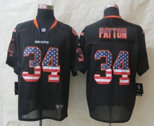 Nike Chicago Bears #34 Payton Black Jerseys(USA Flag Fashion Elite)