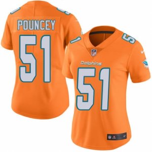 Women\'s Nike Miami Dolphins #51 Mike Pouncey Limited Orange Rush NFL Jersey