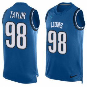 Mens Nike Detroit Lions #98 Devin Taylor Limited Light Blue Player Name & Number Tank Top NFL Jersey