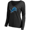 Womens Detroit Lions Pro Line Primary Team Logo Slim Fit Long Sleeve T-Shirt Black