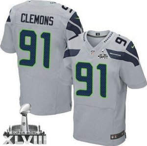 Nike Seattle Seahawks #91 Chris Clemons Grey Alternate Super Bowl XLVIII NFL Elite Jersey