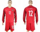 Portugal #12 Lopes Home Long Sleeves Soccer Country Jersey