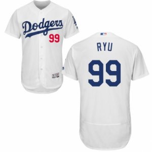 Men\'s Majestic Los Angeles Dodgers #99 Hyun-Jin Ryu White Flexbase Authentic Collection MLB Jersey