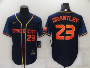 Astros #23 Michael Brantley Navy Nike 2022 City Connect Cool Base Jersey