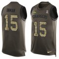 Mens Nike San Diego Chargers #15 Dontrelle Inman Limited Green Salute to Service Tank Top NFL Jersey