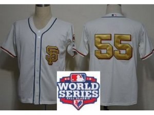 MLB San Francisco Giants #55 Tim Lincecum Cream Gold Number(2012 World Series)