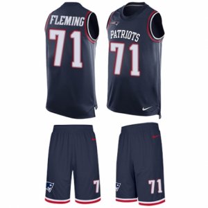 Mens Nike New England Patriots #71 Cameron Fleming Limited Navy Blue Tank Top Suit NFL Jersey