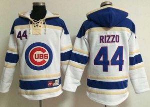 Chicago Cubs #44 Anthony Rizzo White Sawyer Hooded Sweatshirt Baseball Hoodie