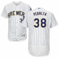 Men's Majestic Milwaukee Brewers #38 Wily Peralta White Flexbase Authentic Collection MLB Jersey