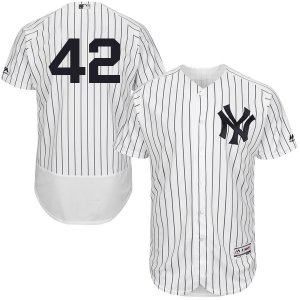 Men\'s Majestic New York Yankees #42 Mariano Rivera White Navy Flexbase Authentic Collection MLB Jersey