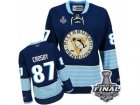 Womens Reebok Pittsburgh Penguins #87 Sidney Crosby Premier Navy Blue Third Vintage 2017 Stanley Cup Final NHL Jersey
