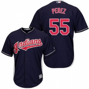 Mens Majestic Cleveland Indians #55 Roberto Perez Replica Navy Blue Alternate 1 Cool Base MLB Jersey