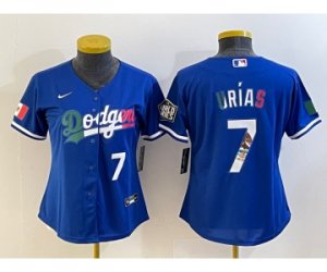 Women\'s Los Angeles Dodgers #7 Julio Urias Blue 2020 World Series Cool Base Nike Jersey3