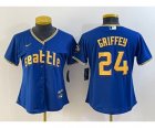 Women's Seattle Mariners #24 Ken Griffey Blue 2023 City Connect Cool Base Stitched Jersey