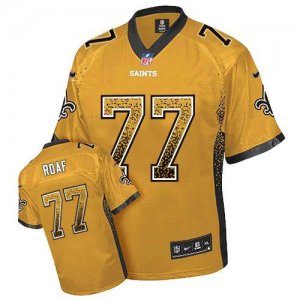 Nike New Orleans Saints #77 Willie Roaf Gold Jersey(Elite Drift Fashion)