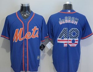 New York Mets #48 Jacob DeGrom Blue USA Flag Fashion Stitched Baseball Jersey