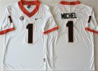 Georgia Bulldogs 1 Sony Michel White College Football Jersey