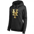 Womens New York Mets Gold Collection Pullover Hoodie Black