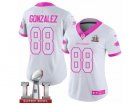 Womens Nike Atlanta Falcons #88 Tony Gonzalez Limited White Pink Rush Fashion Super Bowl LI 51 NFL Jersey