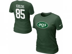 Women Nike New York Jets #85 Chaz Schilens Name & Number T-Shirt Green