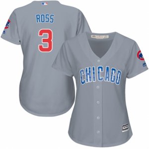 Women\'s Majestic Chicago Cubs #3 David Ross Authentic Grey Road MLB Jersey