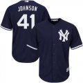 Men's Majestic New York Yankees #41 Randy Johnson Authentic Navy Blue Alternate MLB Jersey