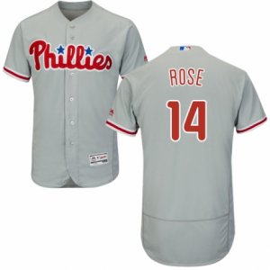 Men\'s Majestic Philadelphia Phillies #14 Pete Rose Grey Flexbase Authentic Collection MLB Jersey