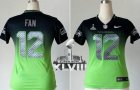 Nike Seattle Seahawks #12 Fan Steel Blue-Green Super Bowl XLVIII Women NFL Elite Fadeaway Fashion Jersey