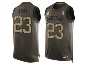 Mens Nike Washington Redskins #23 DeAngelo Hall Limited Green Salute to Service Tank Top NFL Jersey